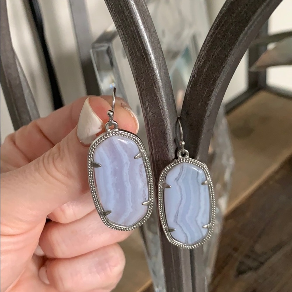 Kendra Scott “Elle” earrings - light blue, silver